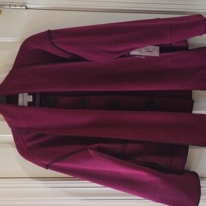 LIZ CLAIBORNE WOMEN'S WINE FRONT BUTTON WINTER COAT WITH MATCHING SCARF SMALL